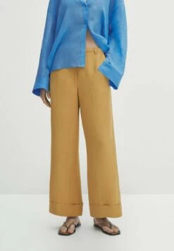 Massimo Dutti With Turn-Up Hems - Trousers - Camel