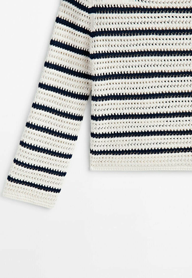 Massimo Dutti Striped Crochet - Jumper - Beige 10 Massimo Dutti Striped Crochet - Jumper - Beige - Image 8