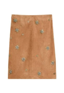 Massimo Dutti MIDI WITH RHINESTONE DETAIL - Leather Skirt - Camel -Massimo Dutti Shop 231db12f090647d5bb9cf14050477863