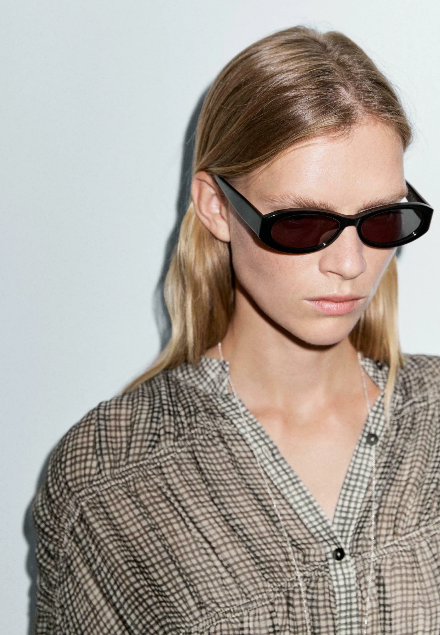 Massimo Dutti GATHERED GINGHAM GARMENT - Button-down Blouse - Black 5 Massimo Dutti GATHERED GINGHAM GARMENT - Button-down Blouse - Black - Image 3