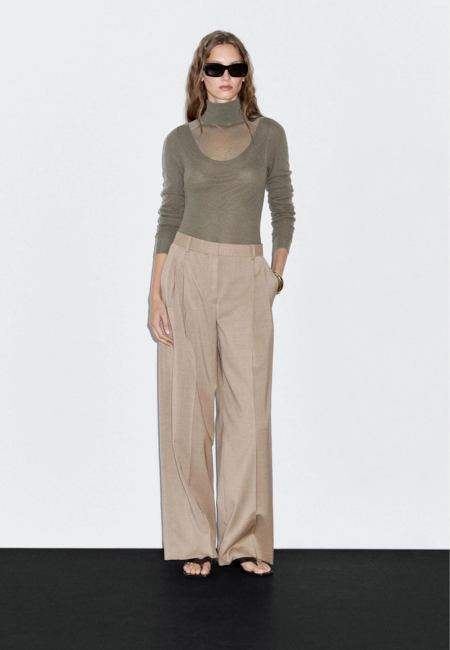 Massimo Dutti DARTED - Trousers - BEIGE 4 Massimo Dutti DARTED - Trousers - BEIGE - Image 2