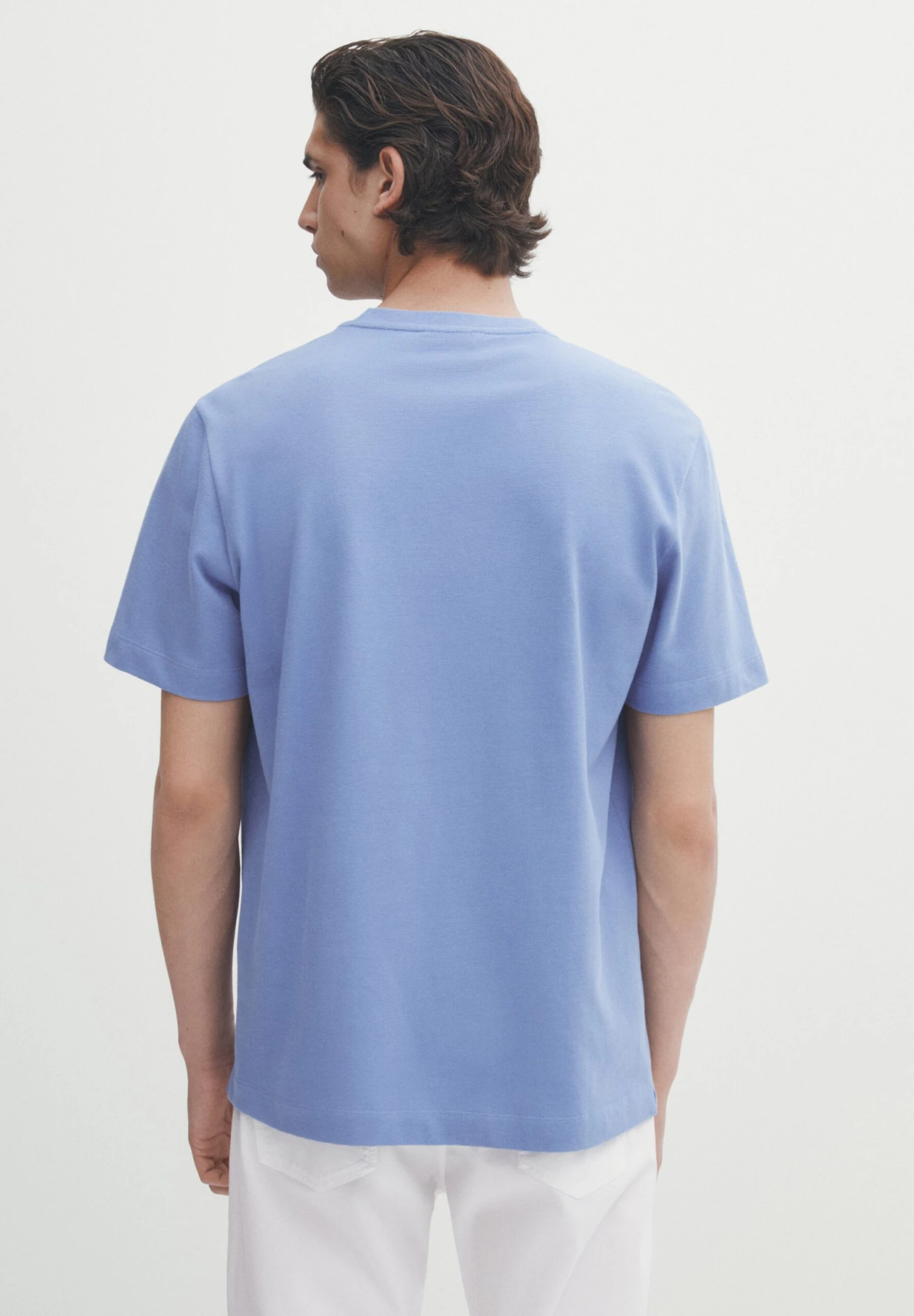 Massimo Dutti Textured Short Sleeve - Basic T-Shirt - Dark Blue 5 Massimo Dutti Textured Short Sleeve - Basic T-Shirt - Dark Blue - Image 3