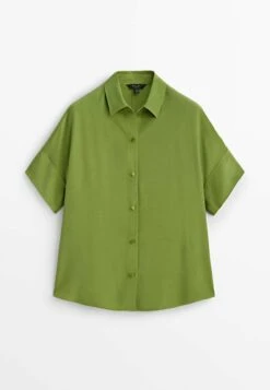 Massimo Dutti Flowing - Button-Down Blouse - Green -Massimo Dutti Shop 2443aa94d17f4d6d97e739e27f833410