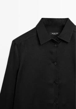 Massimo Dutti FLOWING SATIN LONG SLEEVE - Button-down Blouse - Black -Massimo Dutti Shop 2447cfe66dbf445a873dc3ce9ab66a75