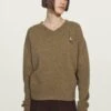 Massimo Dutti V-NECK KNIT - Jumper - Olive -Massimo Dutti Shop 244eed9597844fd09df83f9796836d5c