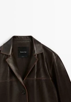 Massimo Dutti Leather Jacket - Dark Brown -Massimo Dutti Shop 2486f3d16aea4d3d870cc3244b3b9c16