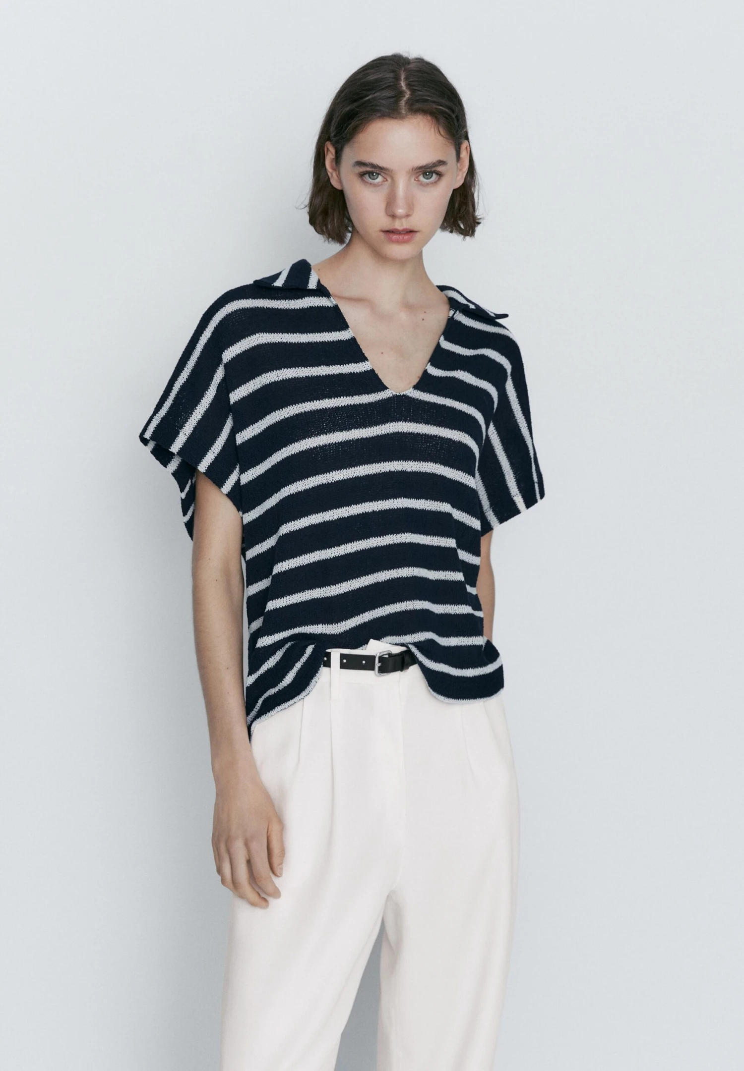 Massimo Dutti Blend Striped - Polo Shirt - Dark Blue 3 Massimo Dutti Blend Striped - Polo Shirt - Dark Blue