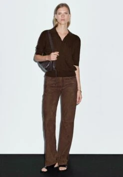 Massimo Dutti ELBOW SLEEVES WITH POLO COLLAR - Polo Shirt - Mottled Dark Brown -Massimo Dutti Shop 2512d317f6944e2493c1ccbac713e586