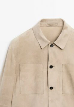 Massimo Dutti OVERSHIRT - Leather Jacket - Beige -Massimo Dutti Shop 254c3e8124864ef193046f7a384db786