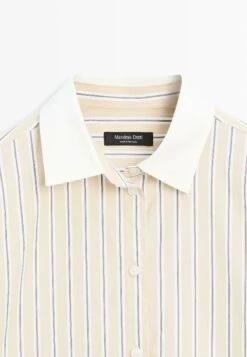Massimo Dutti STRIPED WITH CONTRAST DETAIL - Button-down Blouse - Beige -Massimo Dutti Shop 25e75f15364048919bfea10cedf6b037