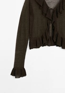 Massimo Dutti RUFFLED SEMI-SHEER - Cardigan - Brown -Massimo Dutti Shop 260ce98e29074fcf91b85451e975fb02