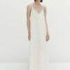 Massimo Dutti With Straps And Embroidery Detail - Maxi Dress - White -Massimo Dutti Shop 265548cc4a4b4e28ab9bc63cf7d09397