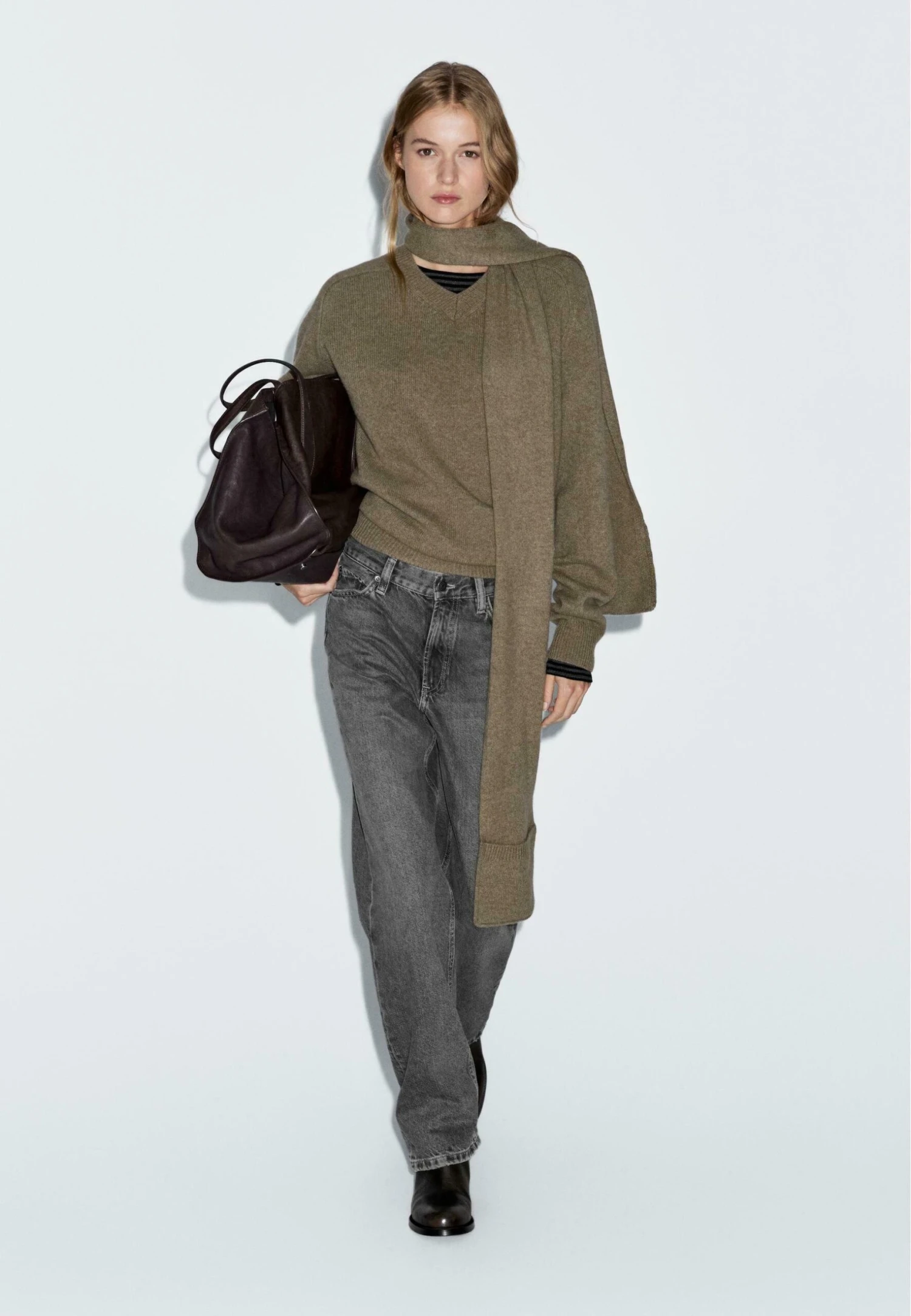 Massimo Dutti WITH SCARF AND POCKET - Jumper - Mottled Dark Green 6 Massimo Dutti WITH SCARF AND POCKET - Jumper - Mottled Dark Green - Image 4