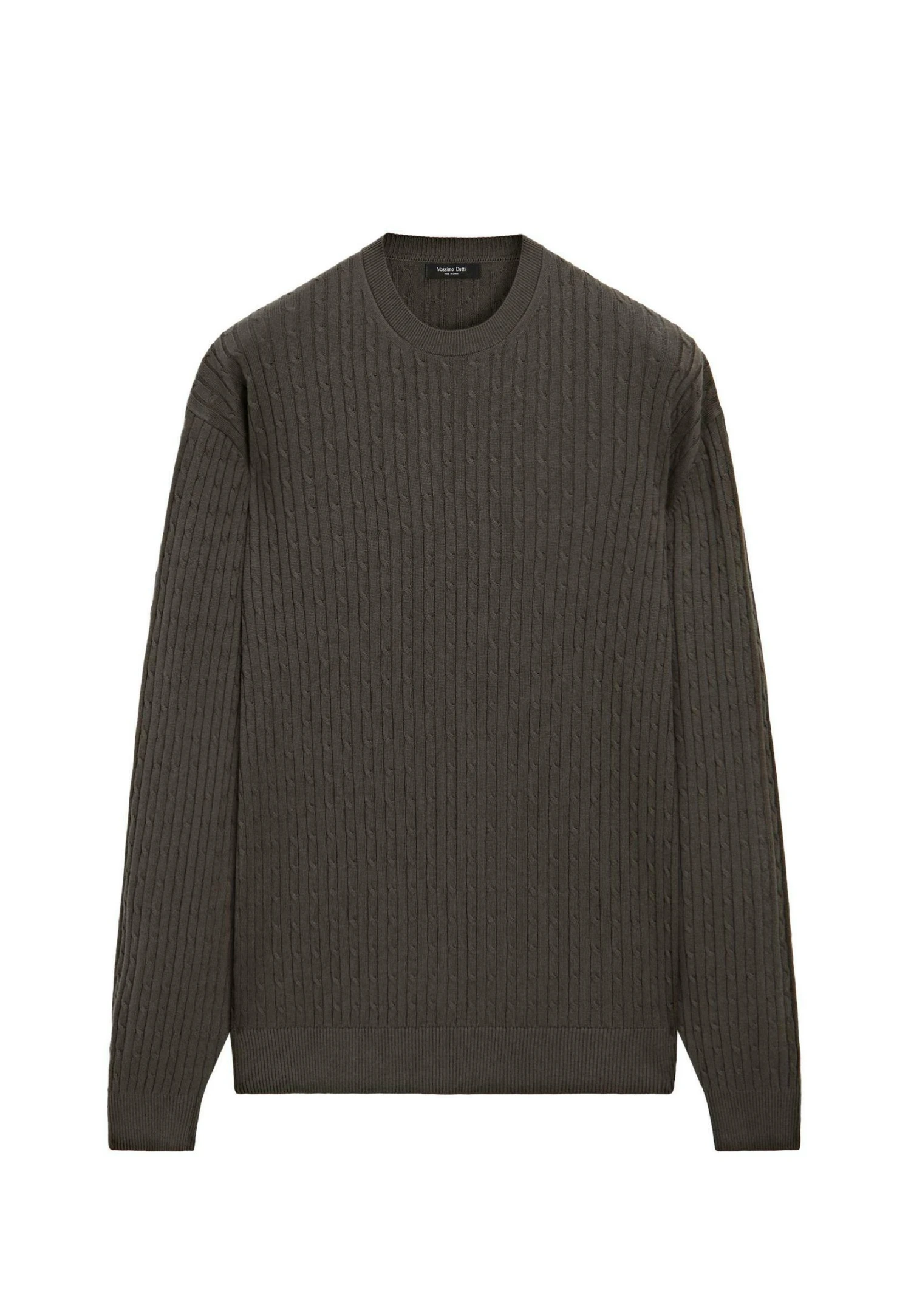 Massimo Dutti CABLE-KNIT CREW NECK - Jumper - Mottled Green 8 Massimo Dutti CABLE-KNIT CREW NECK - Jumper - Mottled Green - Image 6