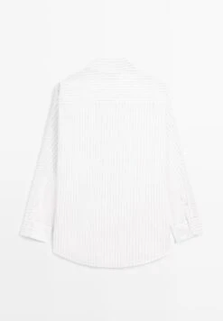 Massimo Dutti STRIPED BATWING SLEEVE - Button-down Blouse - White -Massimo Dutti Shop 26b235daa7d54de0a631766319ee0f74