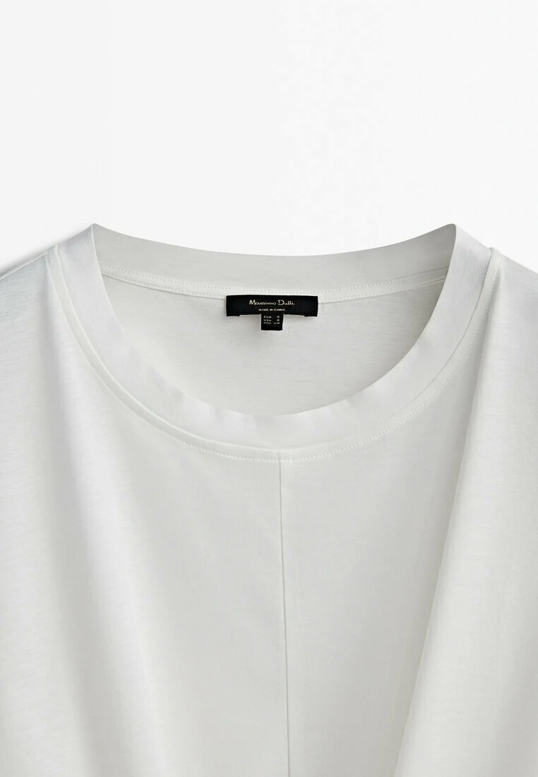 Massimo Dutti With Front Knot- Print T-Shirt - White 9 Massimo Dutti With Front Knot- Print T-Shirt - White - Image 7