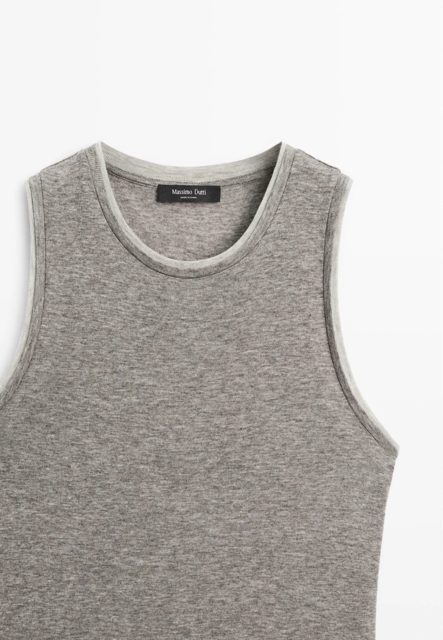 Massimo Dutti SLEEVELESS WITH DOUBLE TRIM - Basic T-shirt - Grey 9 Massimo Dutti SLEEVELESS WITH DOUBLE TRIM - Basic T-shirt - Grey - Image 7