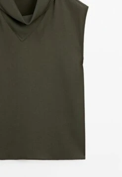 Massimo Dutti FLOWING GARMENT WITH DRAPED NECK DETAIL - Blouse - Dark Green -Massimo Dutti Shop 26ff01ff80854c4ba4b2e31535950106