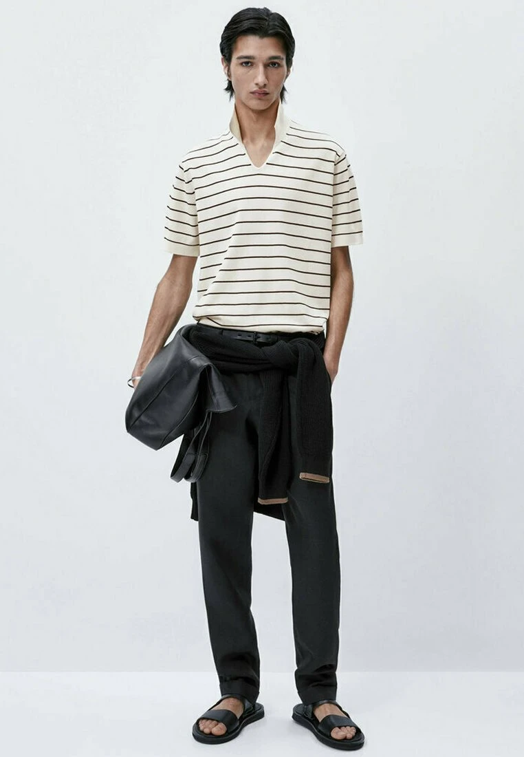 Massimo Dutti Striped Short Sleeve - Polo Shirt - Light Yellow 4 Massimo Dutti Striped Short Sleeve - Polo Shirt - Light Yellow - Image 2