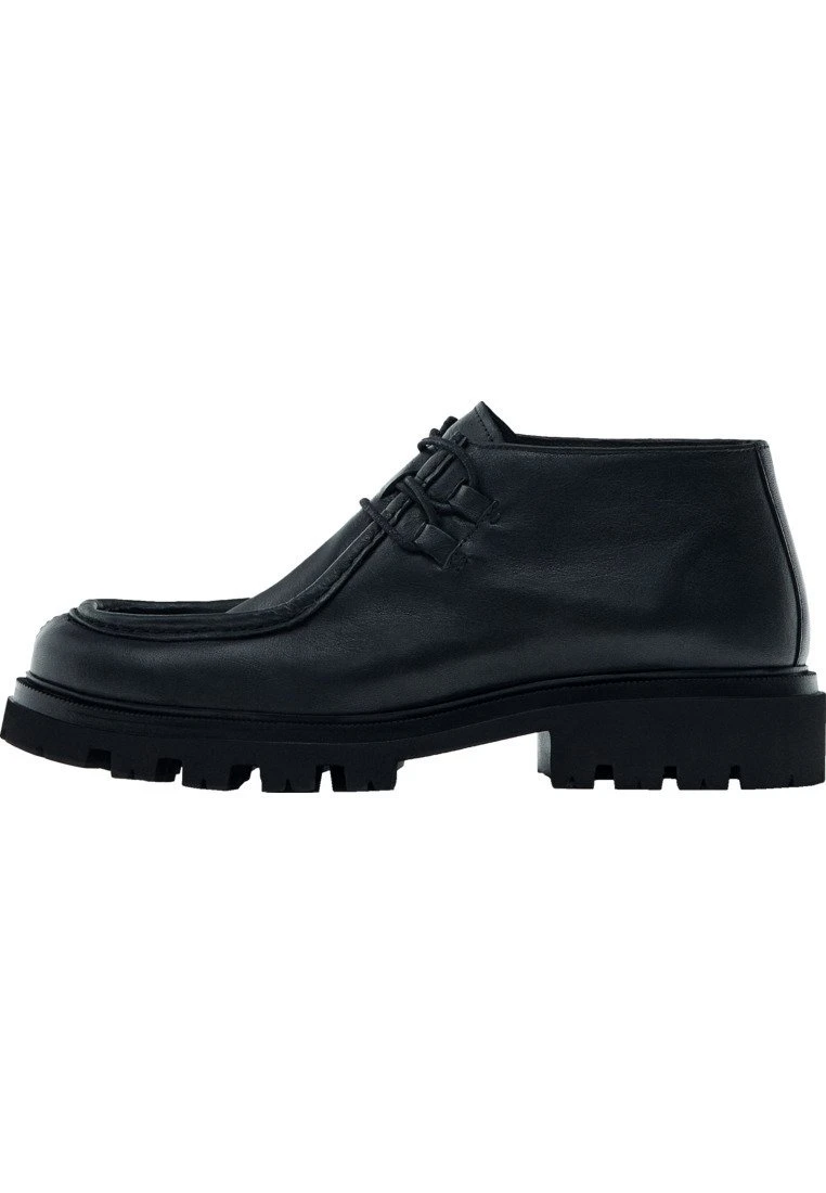 Massimo Dutti Moc Toe- Lace-Up Ankle Boots - Black 3 Massimo Dutti Moc Toe- Lace-Up Ankle Boots - Black