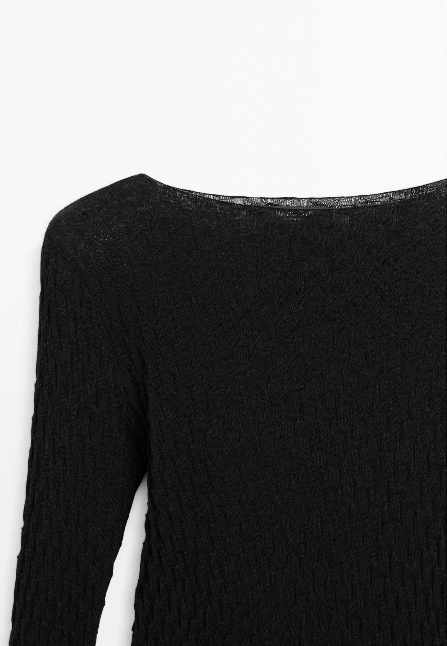 Massimo Dutti CREW NECK LONG SLEEVE TEXTURED - Long Sleeved Top - Black 10 Massimo Dutti CREW NECK LONG SLEEVE TEXTURED - Long Sleeved Top - Black - Image 8