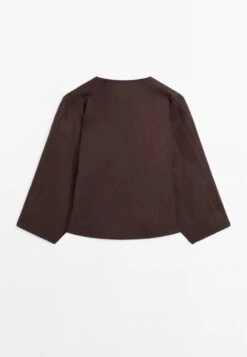 Massimo Dutti CROPPED GARMENT WITH DRAWSTRING DETAIL - Blouse - Dark Brown -Massimo Dutti Shop 27af938667e14c1fba0019c77f5ab5d5
