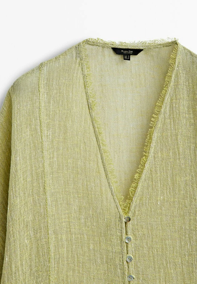 Massimo Dutti Waffle - Button-Down Blouse - Stone 11 Massimo Dutti Waffle - Button-Down Blouse - Stone - Image 9