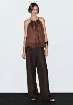 Massimo Dutti FLOWING FLORAL PRINT HALTER NECK - Top - Mottled Dark Brown -Massimo Dutti Shop 27e898a744d84c499426815c4dce0638