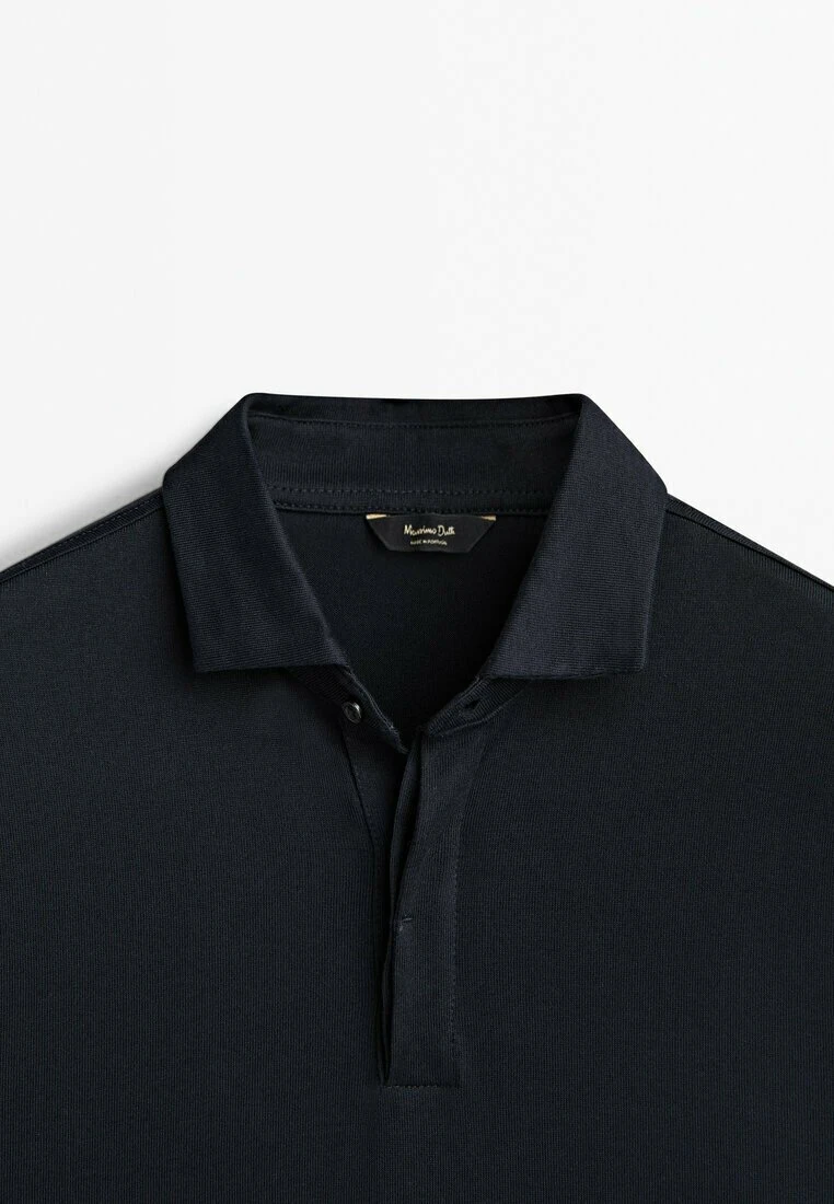 Massimo Dutti Short Sleeve Gassed- Polo Shirt - Dark Blue 13 Massimo Dutti Short Sleeve Gassed- Polo Shirt - Dark Blue - Image 11