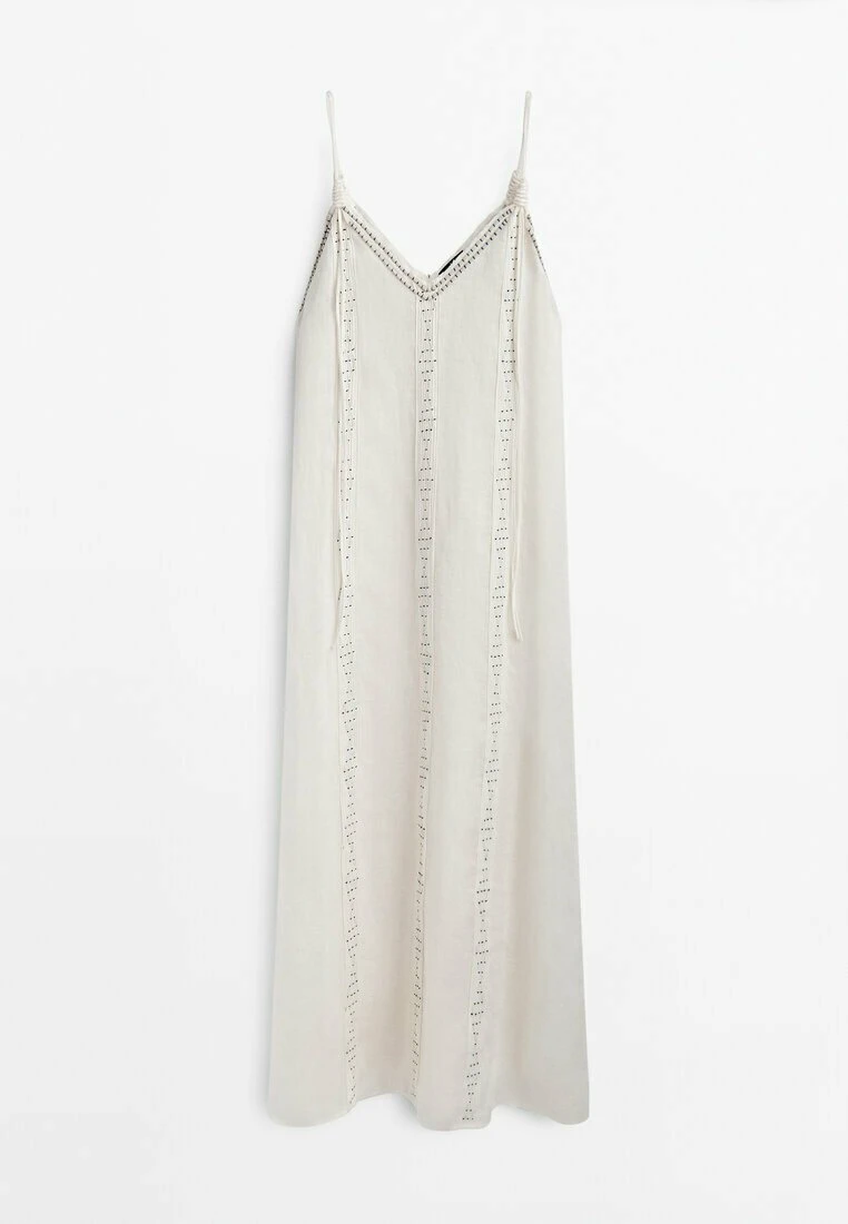 Massimo Dutti With Straps And Embroidery Detail - Maxi Dress - White 9 Massimo Dutti With Straps And Embroidery Detail - Maxi Dress - White - Image 7