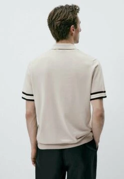 Massimo Dutti Contrast Short Sleeve - Polo Shirt - Beige -Massimo Dutti Shop 2849274368e2475eba622ac001688178
