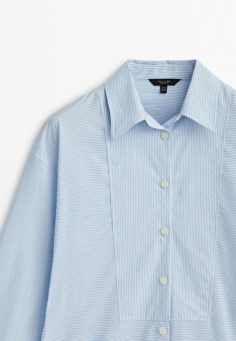 Massimo Dutti Striped With Chest Detailing - Button-Down Blouse - Light Blue 9 Massimo Dutti Striped With Chest Detailing - Button-Down Blouse - Light Blue - Image 7