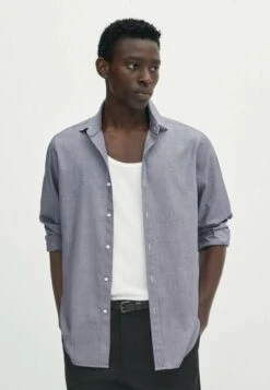 Massimo Dutti Textured Bird S-Eye - Shirt - Grey