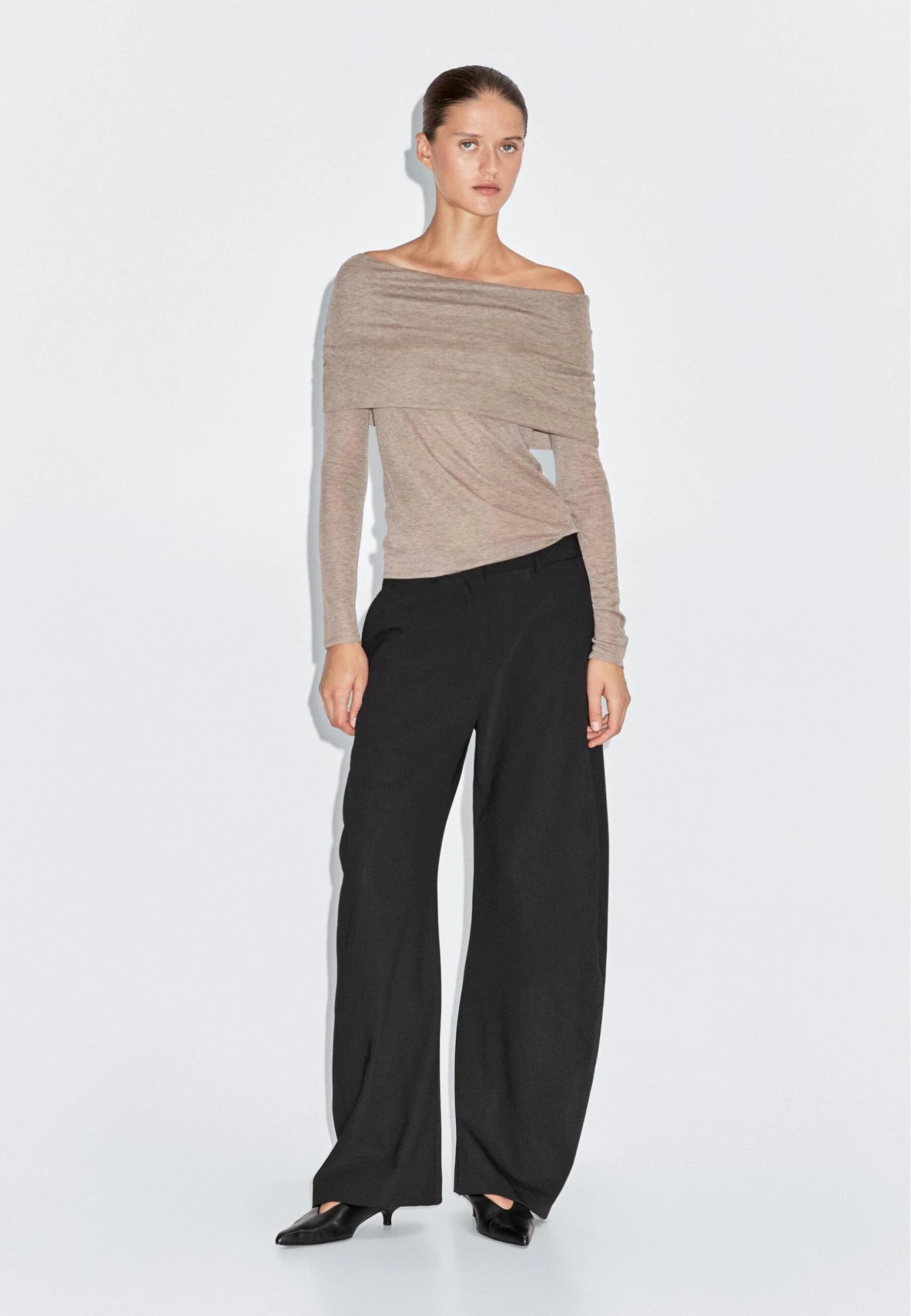 Massimo Dutti LONG SLEEVE STRAPLESS - Long Sleeved Top - Light Brown 4 Massimo Dutti LONG SLEEVE STRAPLESS - Long Sleeved Top - Light Brown - Image 2