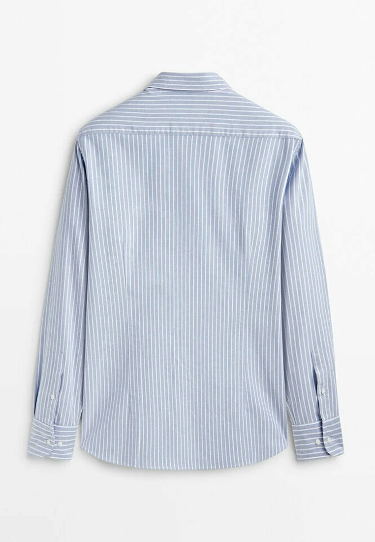 Massimo Dutti Soft Wash Striped Oxford - Shirt - Light Blue 8 Massimo Dutti Soft Wash Striped Oxford - Shirt - Light Blue - Image 6