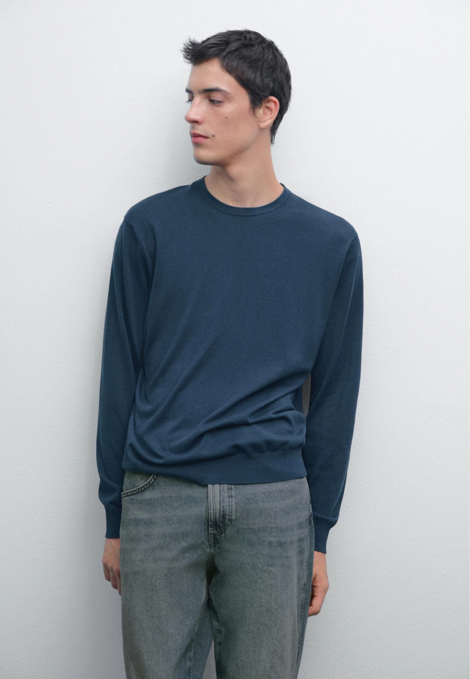 Massimo Dutti LONG SLEEVE CREW NECK - Jumper - Dark Blue 3 Massimo Dutti LONG SLEEVE CREW NECK - Jumper - Dark Blue