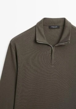 Massimo Dutti ZIPPED HIGH NECK - Jumper - Dark Green -Massimo Dutti Shop 28c3e7284fe346688265fa8cd4a6586d
