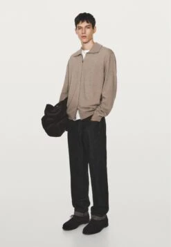 Massimo Dutti ZIP-UP HIGH NECK - Cardigan - Light Brown -Massimo Dutti Shop 28d6f048e6cb46168044156dfe76e5c5