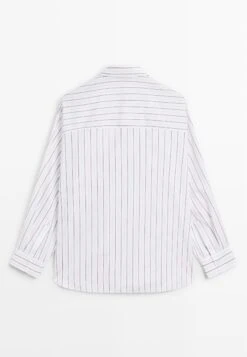 Massimo Dutti LOOSE-FITTING STRIPED - Button-down Blouse - White -Massimo Dutti Shop 28e3b91656b8481e8e9beeb557abe670