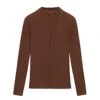 Massimo Dutti WITH SEAM DETAIL - Long Sleeved Top - Dark Brown