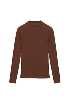 Massimo Dutti WITH SEAM DETAIL - Long Sleeved Top - Dark Brown