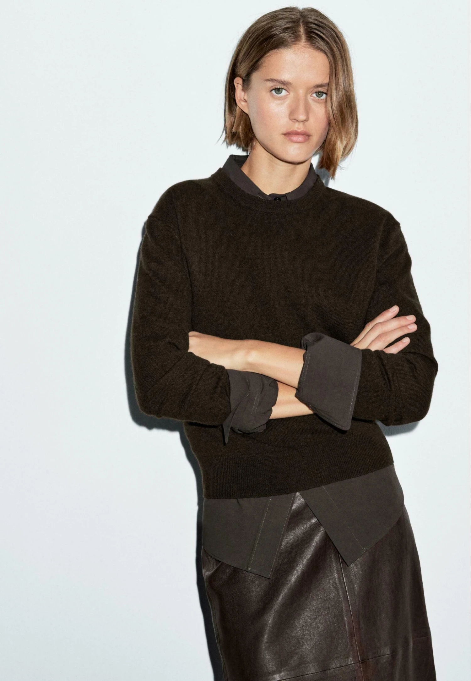 Massimo Dutti CREW NECK SWEATER - Jumper - Mottled Dark Brown 3 Massimo Dutti CREW NECK SWEATER - Jumper - Mottled Dark Brown