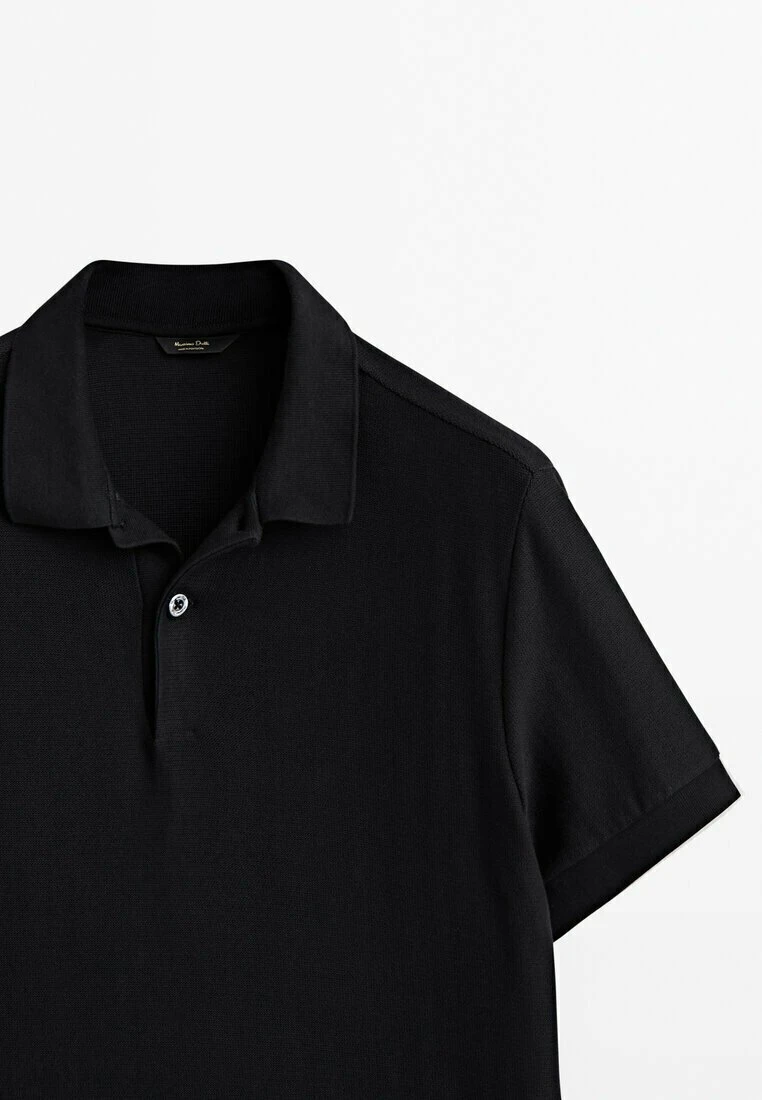 Massimo Dutti Textured Short Sleeve - Polo Shirt - Black 10 Massimo Dutti Textured Short Sleeve - Polo Shirt - Black - Image 8