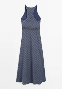 Massimo Dutti LONG CHECKED WITH BACK DETAIL - Maxi Dress - Dark Blue -Massimo Dutti Shop 29e15528723a4d0d8af81f6946820d1a