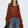 Massimo Dutti CAPE-STYLE GARMENT WITH RUFFLES - Blouse - Bordeaux -Massimo Dutti Shop 2a162e372ec5439495c94cfedaa4d173