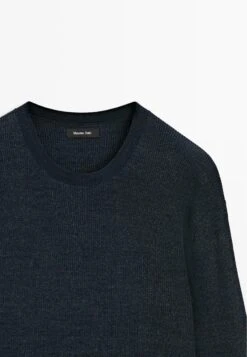 Massimo Dutti DENIM-EFFECT CREW NECK - Jumper - Dark Blue -Massimo Dutti Shop 2a6800465ed1433f80a8092e2d3e564e