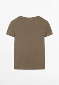 Massimo Dutti TEXTURED CREPE-EFFECT WITH CREW NECK - Basic T-shirt - Mottled Brown -Massimo Dutti Shop 2a68ebae9aac45d4995d069969c4a979