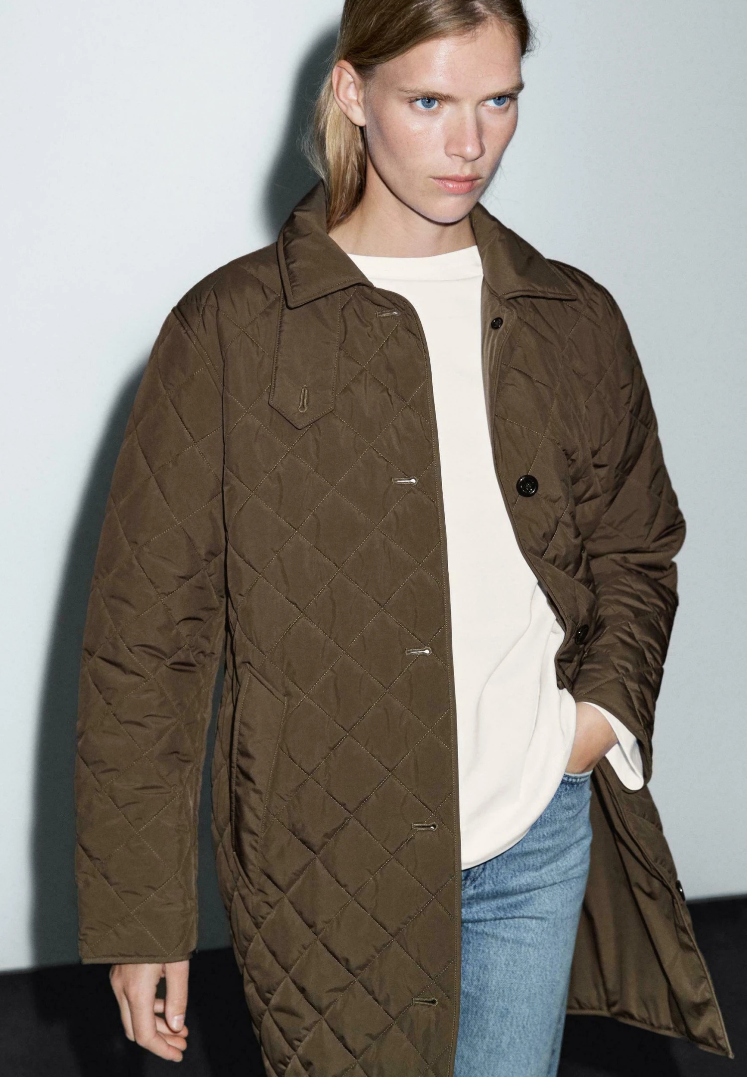 Massimo Dutti LONG LIGHTWEIGHT - Winter Coat - Khaki 6 Massimo Dutti LONG LIGHTWEIGHT - Winter Coat - Khaki - Image 4