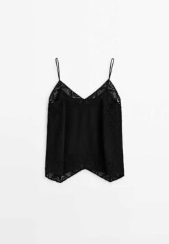 Massimo Dutti Straps With Crochet Detail - Top - Black -Massimo Dutti Shop 2a82889e993b4091ac71656287a0f8d1