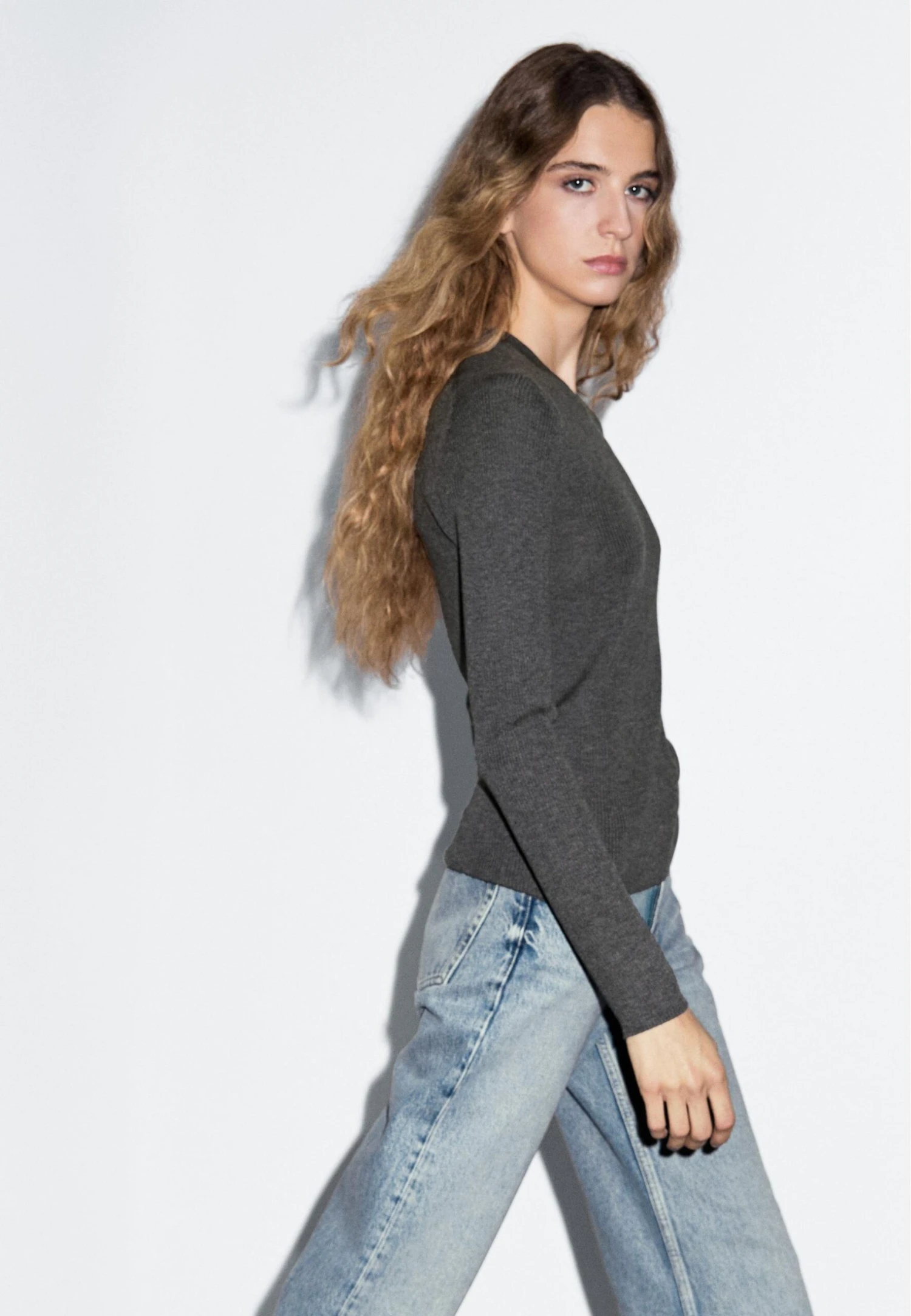 Massimo Dutti RIBBED CREW NECK - Jumper - Dark Grey 6 Massimo Dutti RIBBED CREW NECK - Jumper - Dark Grey - Image 4